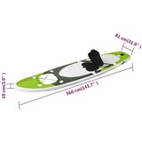 vidaXL Set daske za veslanje stojeći na napuhavanje zeleni 360x81x10cm Cijene
