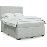 The Living Store Box spring postelja z vzmetnico svetlo siv 140x190 cm žamet - Box Spring Postelja, (21428130) Cene