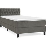 Box spring krevet s madracem tamnosivi 90x200 cm baršunasti | shoptok.hr