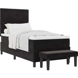  Box Spring postelja z vzmetnico in klopjo Črna 100x200 cm Velur | Shoptok.si
