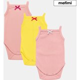 Mafimi Pamučni Bodići na bretele za bebe i decu set od 3 - roze/ žuta/ puder Cene