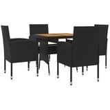  5-dijelni vanjski blagovaonski set od poliratana crni | shoptok.hr