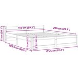  Okvir za krevet od masivnog drva crni 150 x 200 cm veliki | shoptok.hr