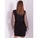 Fashion Hunters Black elegant dress with tulle sleeves | shoptok.hr
