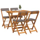 vidaXL 5-delni zložljiv bistro set z blazinami iz trdnega akacijevega lesa | Shoptok.si