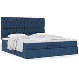 vidaXL Otomanski posteljni okvir z vzmetnico moder 160x200 cm blago | Shoptok.si