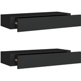  Zidne police s ladicom 2 kom crne 60 x 23,5 x 10 cm MDF | shoptok.hr