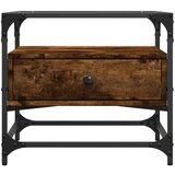 vidaXL Stolić sa staklenom površinom boja hrasta 50x50x45 cm čelik | shoptok.hr