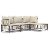 The Living Store Vrtna garnitura 4-delna z blazinami antracit poli ratan - Vrtna Sedežna Garnitura, (21460471) | Shoptok.si