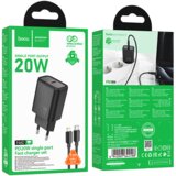 hoco. polnilec N60 GaN PD 20W Type C s kablom Type C na Lightning - črn | Shoptok.si