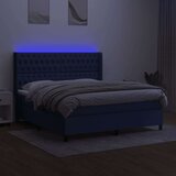 Box spring postelja z vzmetnico LED modra 160x200 cm blago, (20999269) | Shoptok.si