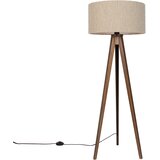 QAZQA Moderne vloerlamp walnoot hout met beige bouclé kap 50cm - Tripod Classic Cene