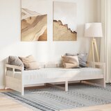vidaXL Dnevna postelja z vzmetnico bela 90x200 cm trdna borovina | Shoptok.si