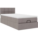  Otomanski krevet s madracem i LED smeđesivi 90x200 cm tkanine Slike