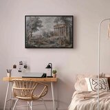  Slika - Temple on a hill - Greek architecture in subdued colours 60x40 U crnom drvenom okviru | shoptok.hr