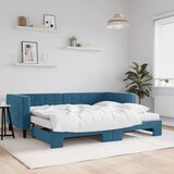 vidaXL Izvlečna dnevna postelja z vzmetnicami modra 90x200 cm žamet Cene