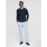 Ombre Men's sweater with round neckline in stretch knit with classic weave - navy blue | Shoptok.si
