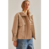 Bianco Lucci Women's Double Big Pocket Leather Jacket Cene