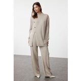 Trendyol Stone Button Detailed Knitwear Sweater Trousers Bottom-Top Set | ePonuda.com