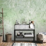  Foto tapeta - Flowery meadow - nature with field flowers lineart on green background 200x140 | shoptok.hr