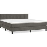  Box spring postelja z vzmetnico temno siva 160x200 cm žamet, (20791465) | Shoptok.si