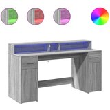 Maison Chic Pisalna miza - pisarniška miza - Računalniška miza z LED lučkami siva sonoma 160x55x91 cm inž. les, (21785574) | Shoptok.si