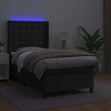  Box spring postelja z vzmetnico LED črna 90x200 cm umetno usnje, (20789453) | Shoptok.si