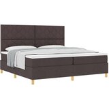 Box Postelja z vzmetnico z vzglavjem Temno rjava 200 x 200 cm blago, (5000125923) | Shoptok.si