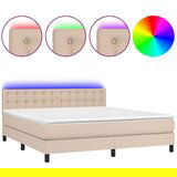  The Living Store Box spring postelja vzmetnico LED kapučino 180x200 cm um. usnje - Box Spring Postelja, (21521075) | Shoptok.si