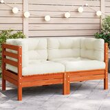 Maison Chic Vrtni kotni kavč - Zunanji kavč z blazinami voščeno rjava trdna borovina, (22040980) | Shoptok.si