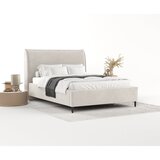 Maison de Rêve Kremno bela oblazinjena zakonska postelja s prostorom za shranjevanje z letvenim dnom 160x200 cm Shell – | Shoptok.si