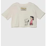 United Colors Of Benetton Otroška bombažna kratka majica X Peanuts bež barva