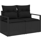 vidaXL 6-delni vrtni kavč set z blazinami Črn Poli Ratan | Shoptok.si