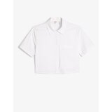 Koton Crop Short Sleeve Shirt with Buttons Pocket Detailed Cene