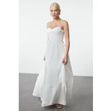 Trendyol White Drape Detailed Woven Maxi Dress