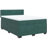 vidaXL Box spring postelja z vzmetnico temno zelena 140x200 cm žamet | Shoptok.si