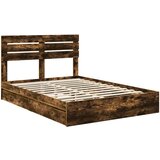  Postelja s shranjevanjem z vzglavjem Dimljeni oreh 160 x 200 cm, (5000106748) | Shoptok.si