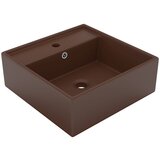 The Living Store Razkošen umivalnik kvadraten mat temno rjav 41x41 cm keramika - Razkošen Umivalnik, (21662195) Cene