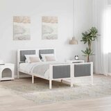 vidaXL Kovinska posteljna konstrukcija z vzglavjem Bela in svetlo siva, (5000084579) | Shoptok.si