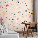  Foto tapeta - Dots Speckles and Splatters Multicolored Cheerful Pattern on a Light Pink Background 196x140 Samoljepljiva | shoptok.hr