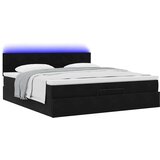  Otomanska postelja z vzmetnico & LED črna 160x200cm žamet, (22054023) | Shoptok.si