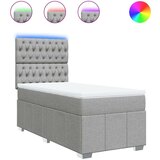 vidaXL Box spring postelja z vzmetnico svetlo siv 100x200 cm blago | Shoptok.si