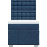 vidaXL Box spring postelja z vzmetnico modra 90x200 cm blago | Shoptok.si