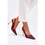 Boto Lacquered Stilettos With Open Heel And Pointed Toes Burgundy Rivori | Shoptok.si