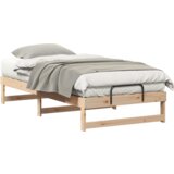 vidaXL Krevetni okvir z ročaji Rjava 75 x 190 cm Trdna borovina | Shoptok.si