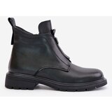 EVENTO PE1 Leather Ankle Boots With Flat Heel Warm Black Komisa | Eponuda.ba