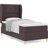 Box Spring Krevet s Madracem Tamno Smeđa 90x200 cm Tkanina | shoptok.hr