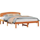vidaXL Posteljni okvir z naslonom Rjava 160x200 cm Trd les bor | Shoptok.si