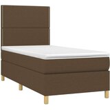  Box spring postelja z vzmetnico LED temno rjava 80x200 cm blago, (20930150) | Shoptok.si