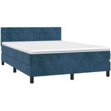 vidaXL Box spring postelja z vzmetnico LED temno modra 140x1 | Shoptok.si